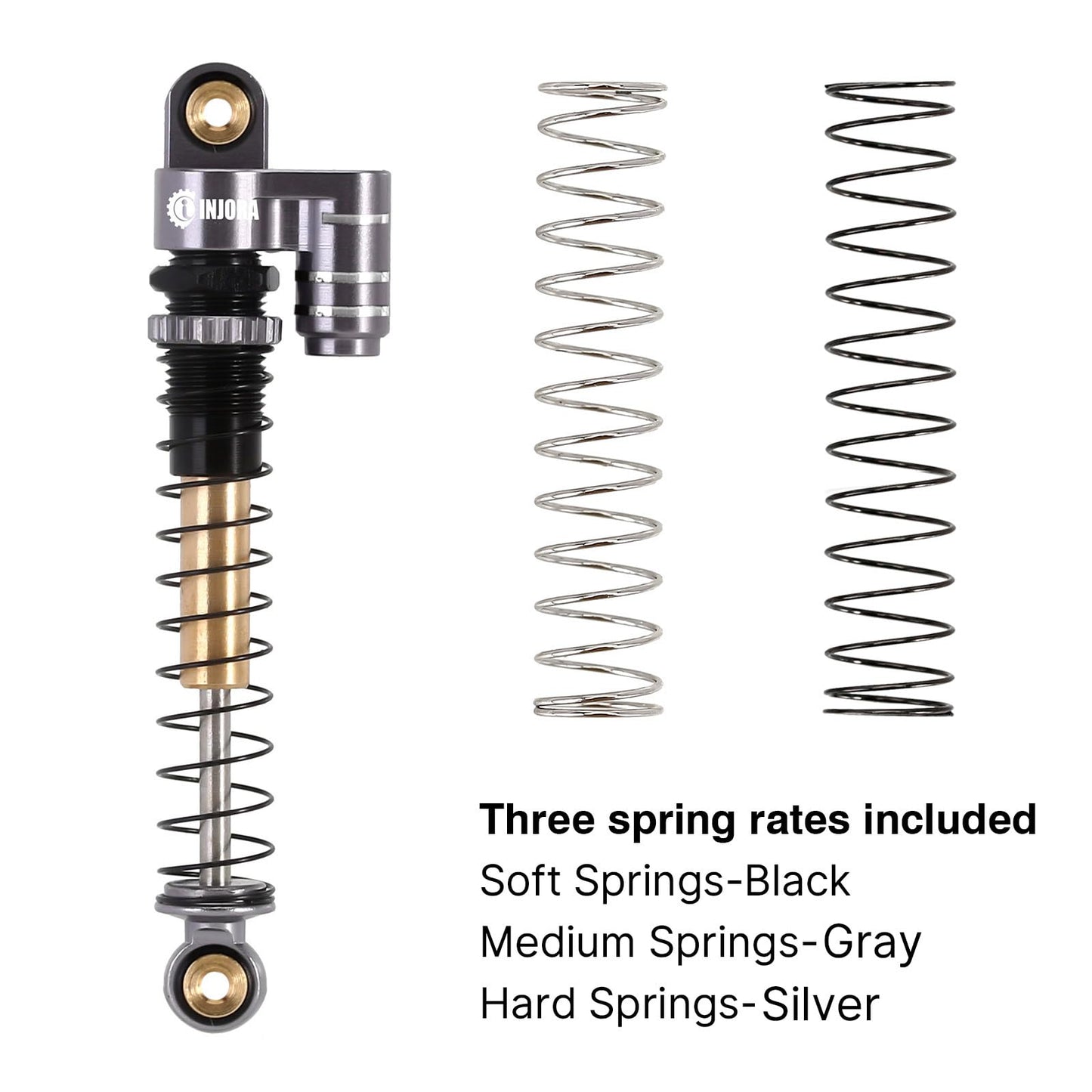INJORA 43mm Shocks Aluminum Threaded Tele Absorber Damper Upgrades Parts Accessories for Axial SCX24 Bronco Gladiator Deadbolt J