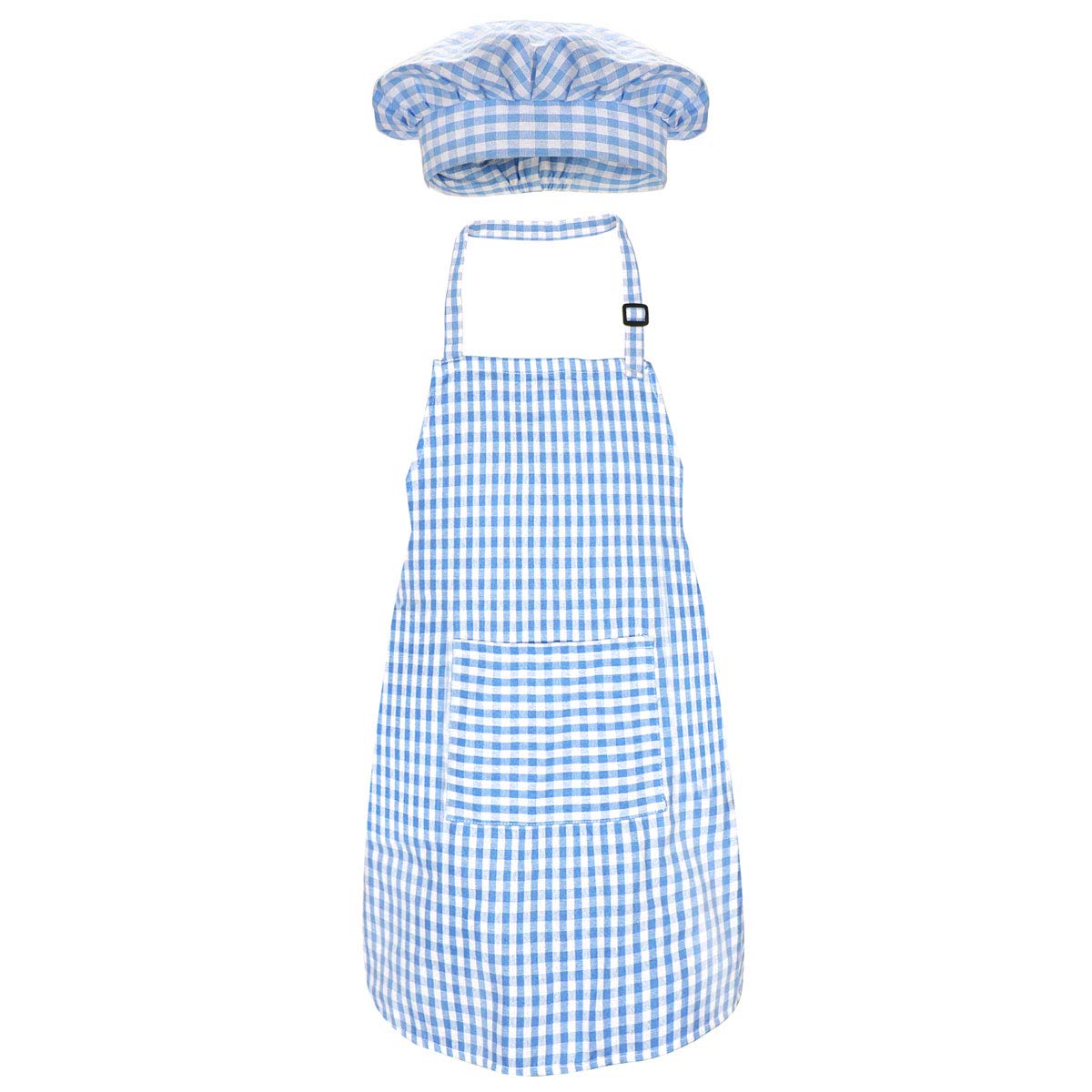 Kids Apron and Chef Hat Set, Cute Children Baking Aprons with Adjustable Neck Strap and Pockets for Boys and girls Cooking Bakin