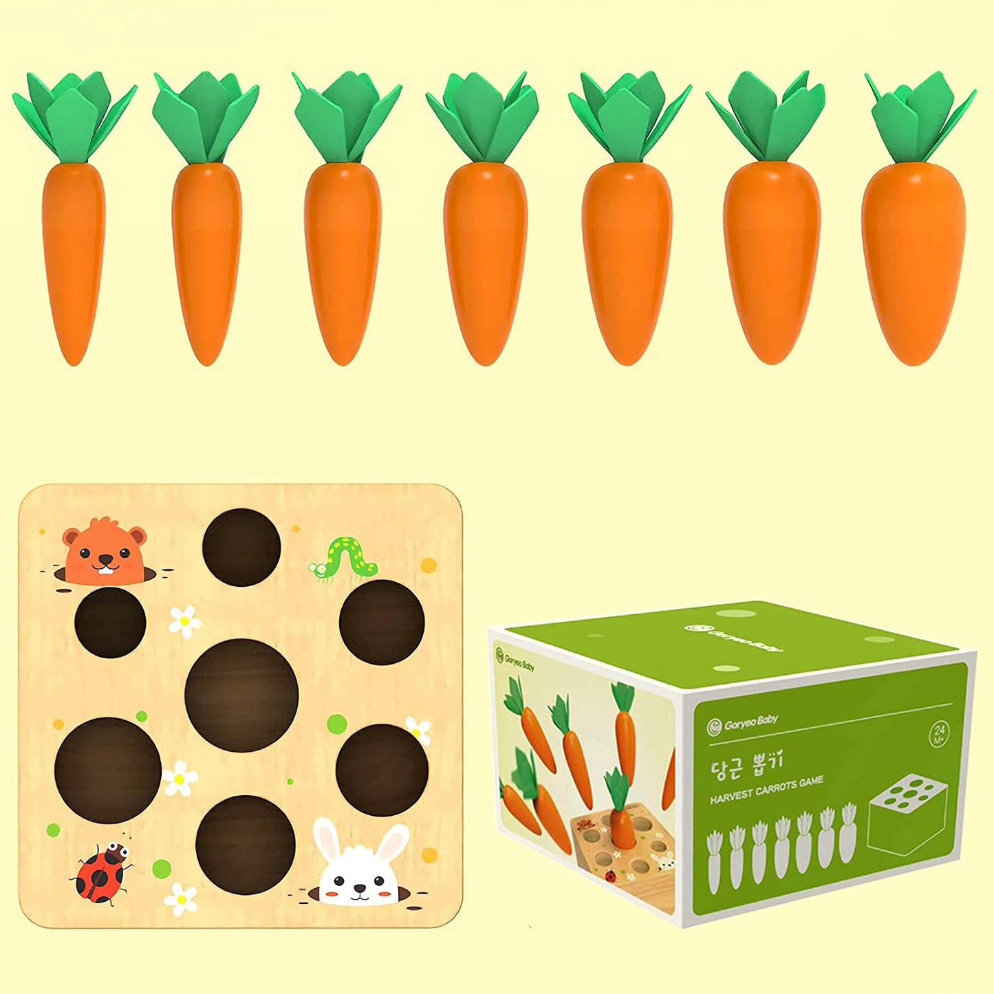 Rechiato Montessori Toys For 1 Year Old, Carrot Shape Size Sorting Game, Wooden Easter Baby Toys For Babies 6-12 Months Fine Mot