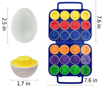 Beakabao 12Pcs Color And Shape Matching Egg Set Montessori Toddler Education Classification Toys For Fine Motor Skills Of The Fingers Muscles, Preschool Children Smart Puzzles Easter Gifts (Blue)