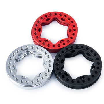 RCLIONS 4pcs 2.2inch RC Beadlock Wheel Rim Replacement Ring Aluminum Metal for 1/10 RC Crawler Car 2.2'' Wheels (Black)
