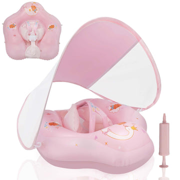 Loowarts Baby Float With Canopy,Infant Pool Float With Safety Seat,Baby Swimming Float & Swim Float & Water Float Upf50+ Uv Prot