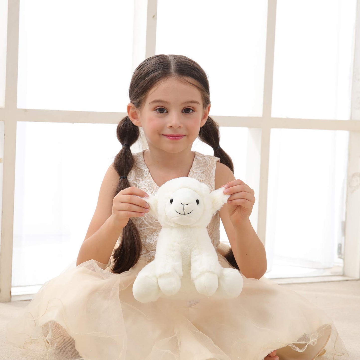 Apricot Lamb Toys Plush Cream Lamb Sheep Stuffed Animal With Fluffy Soft Ears (Cream Lamb, 8 Inches)