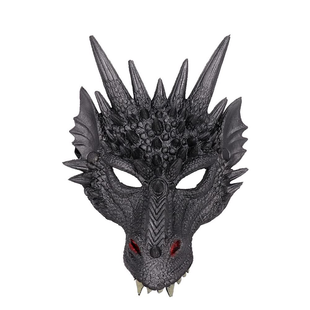 Crtepst Dragon Costume For Kids Boys Girls, Dragon Wing Tail Mask Set,Halloween Dinosaur Cosplay Set For Child (Black)