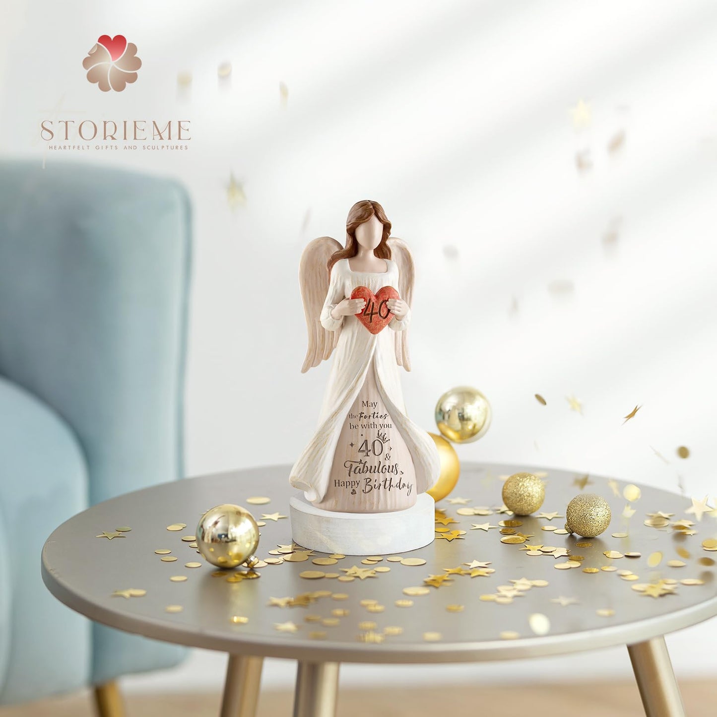 Storieme 40Th Birthday Gifts Women: Best Happy Birthday Gift For 40 Year Old Woman Daughter Sister Female, Unique Birthday Angel Figurine Decorations