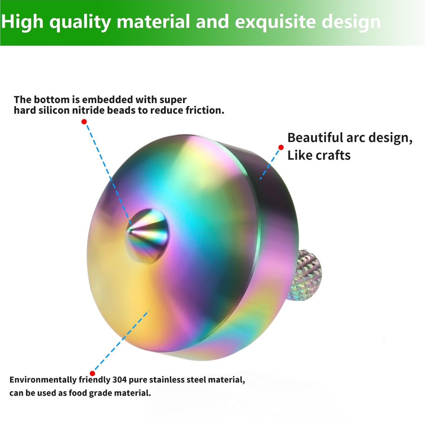 CHEETOP Stainless Steel Spinning Top  Precision Mini Desktop Gyroscope  Kill Time Reduce Stress ADHD Toys  Perfect Balance Gyro (Iridescent Style 2)