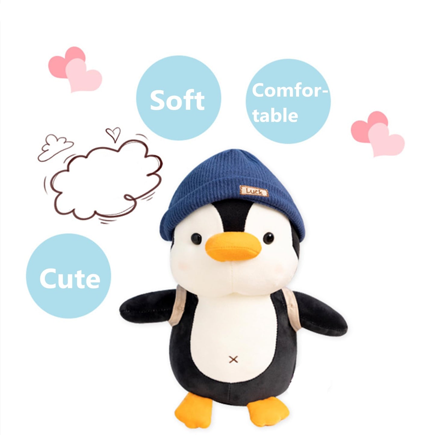Fayuaku 9'' Penguin Stuffed Animals Plush Cow Doll Kids Boys Girls Animal (Blue Penguin)