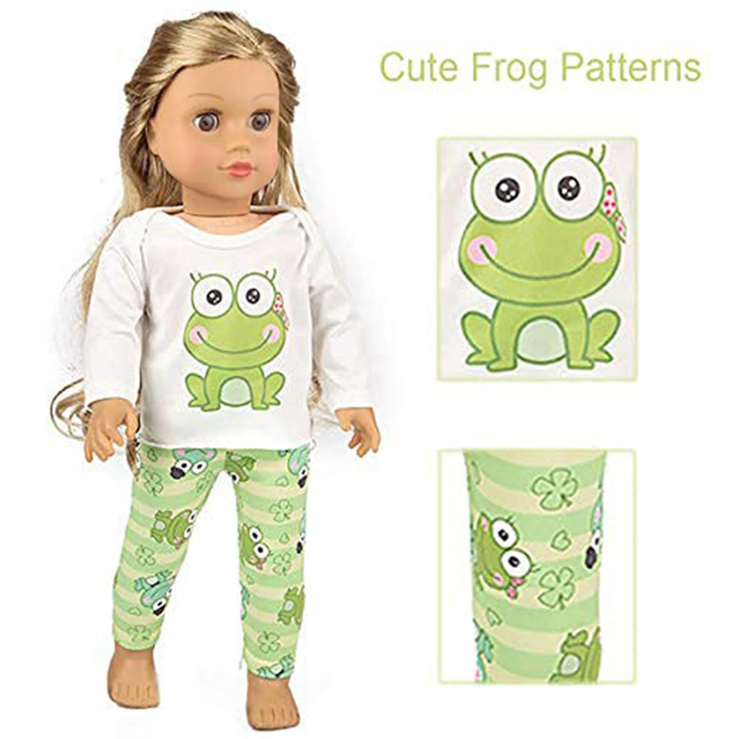 Ecore Fun 2 Sets 16-18 Inch Doll Clothes Pajamas Outfits For 18 Inch Girl Doll - 2 Pcs Tops + 2 Pcs Pants