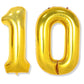 Flyloons 10 number Golden Foil Balloon 16 inch Size Birthday Decoration Items | 10th Year Balloons | Ten