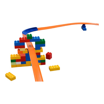Duplo Lego To Hot Wheels Connector With Hinge (4 Pack) (Blue)