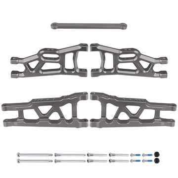 HobbyPark Aluminum Suspension Arms Set (Front & Rear), w/Tie Bar for 1/10 Traxxas Slash 2WD RC Car Upgrade Parts Hop Ups, Replac