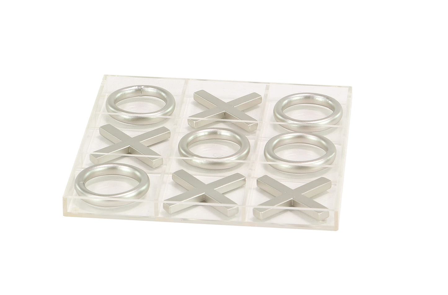 Deco 79 Metal Tic Tac Toe Game Set With Silver Pieces, 12' X 1' X 12', Silver