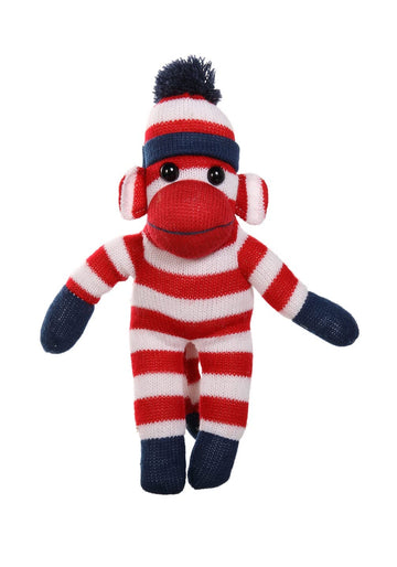 Plushland Adorable Sock Monkey, The Original Traditional Hand Knitted Stuffed Animal Toy Gift-For Kids, Babies, Teens, Girls And Boys Baby Doll Present Puppet (16'' Red)