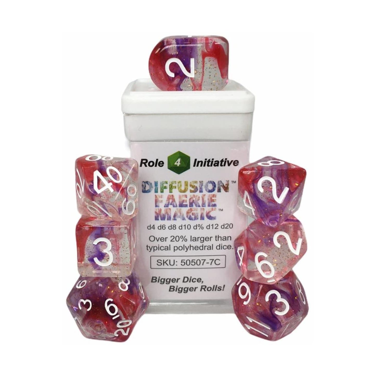 Role 4 Initiative R4I Dice W/ Arch'D4: Diffusion - Faerie Magic W/ White (7)