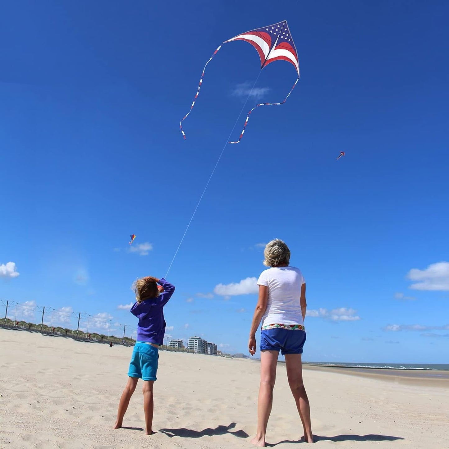 Mint'S Colorful Life 60'' Delta Kite With 7.1In Kite Reel Winder, Easy Flying Kite & Kite String Spool For Kids & Adults, Best B