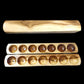 Paljji Handicrafts Vamana Guntalu/Pallanghuzi/Mancala Wooden Board Game With Sea Shells, Storage Bag (Teak Wood Glossy Finished)