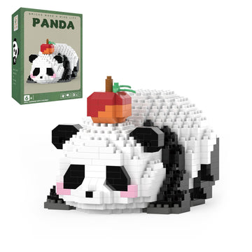 Mjddja Mini Building Blocks- Lying Panda With Fruit, Party Favors- Micro Blocks Panda Toy For Kids 6 7 8 9 10+, Mini Blocks Buil