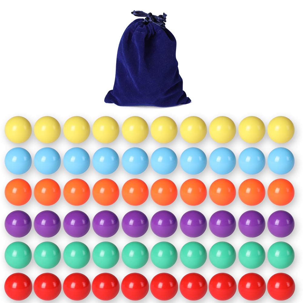 Laviesto 60 Pcs Game Replacement Balls For Chinese Checker, 16Mm Replacement Marbles Balls For Marble Run, Marbles Game(6 Colors