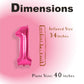 Suwen 40 Inch Hot Pink Large 1 Balloon Numbers Big Foil Helium Number Balloons 0-9 Jumbo Happy 1St Mylar Birthday Party Decorati