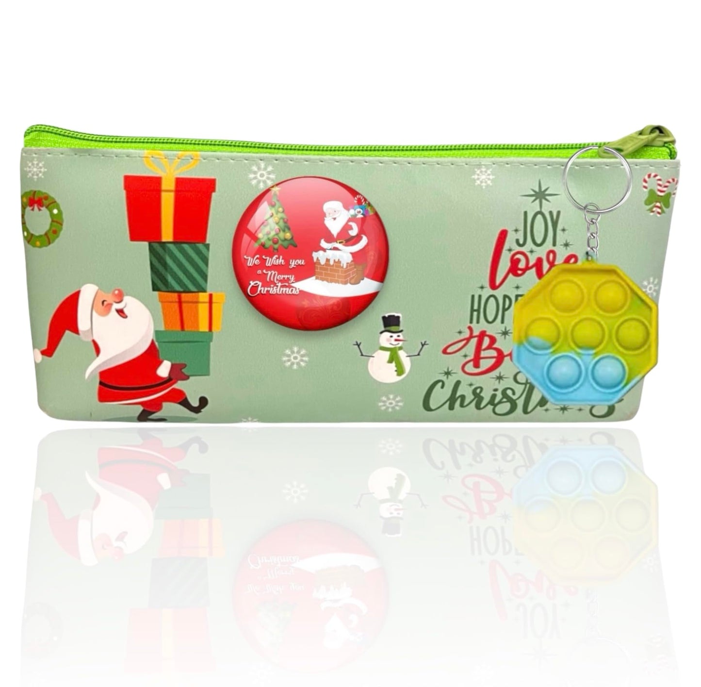 Le Delite Christmas Return Gifts For Guest, Family, Friends & Relatives I Xmas Pencil Pouch Case Gift Stationery Set School Rewa