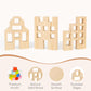 Woodtoe Wooden Building Blocks Set For Kids, 36 Pcs Rainbow Acrylic Gem Cubes Blocks - 3 Wood House, Montessori Stacking Toy For