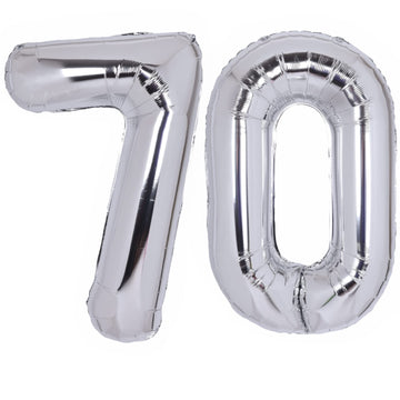 40 Inch Number 70 Balloon Silver Jumbo Giant Big Large Number 70 Foil Mylar Silver Balloons 70Th Birthday Party Anniversary Deco