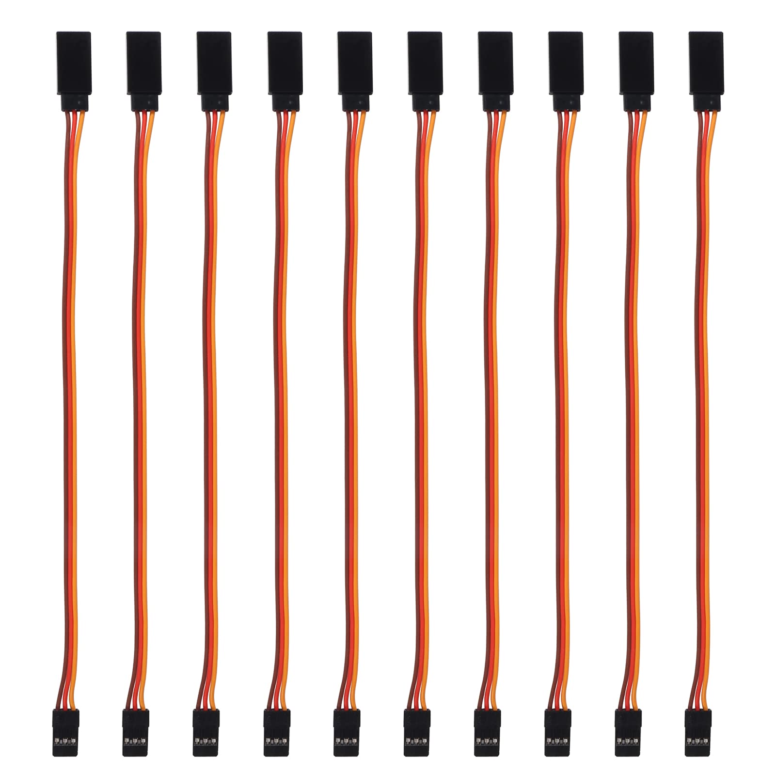 ACEIRMC 10pcs 3-Pin Servo Extension Cable Cord Female to Male Lead Wire Connector JR for RC Car Airplanes Remote Control (20cm)