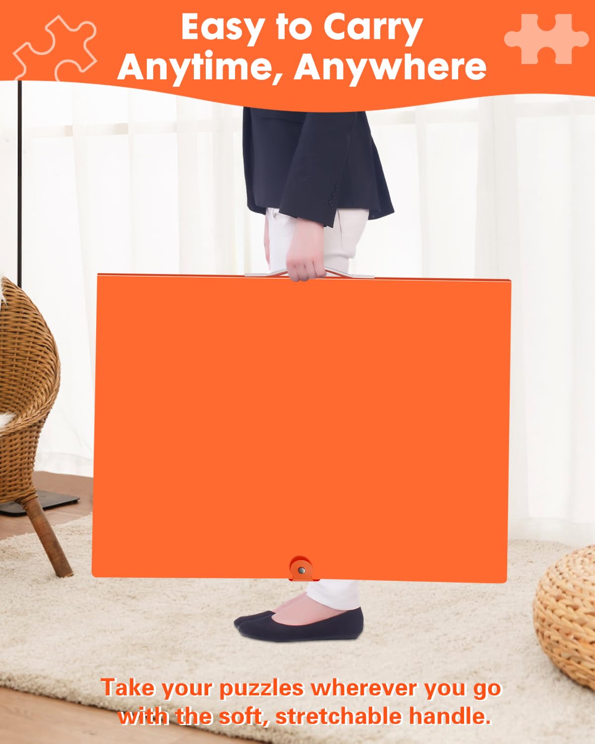 Puzzle Storage Folder for 1000-Pieces  20 HD Film Pockets  Dustproof and Stain-Proof  Portable and Mobile  Jigsaw Enthusiasts Puzzle Space-Saving Organizer Accessories(Orange)