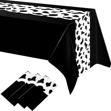 Oudain 3 Pcs 54 X 108 Inch Cow Table Cloths For Party Cow Tablecloth Paisley Table Runner Table Cover Rectangular Birthday Party