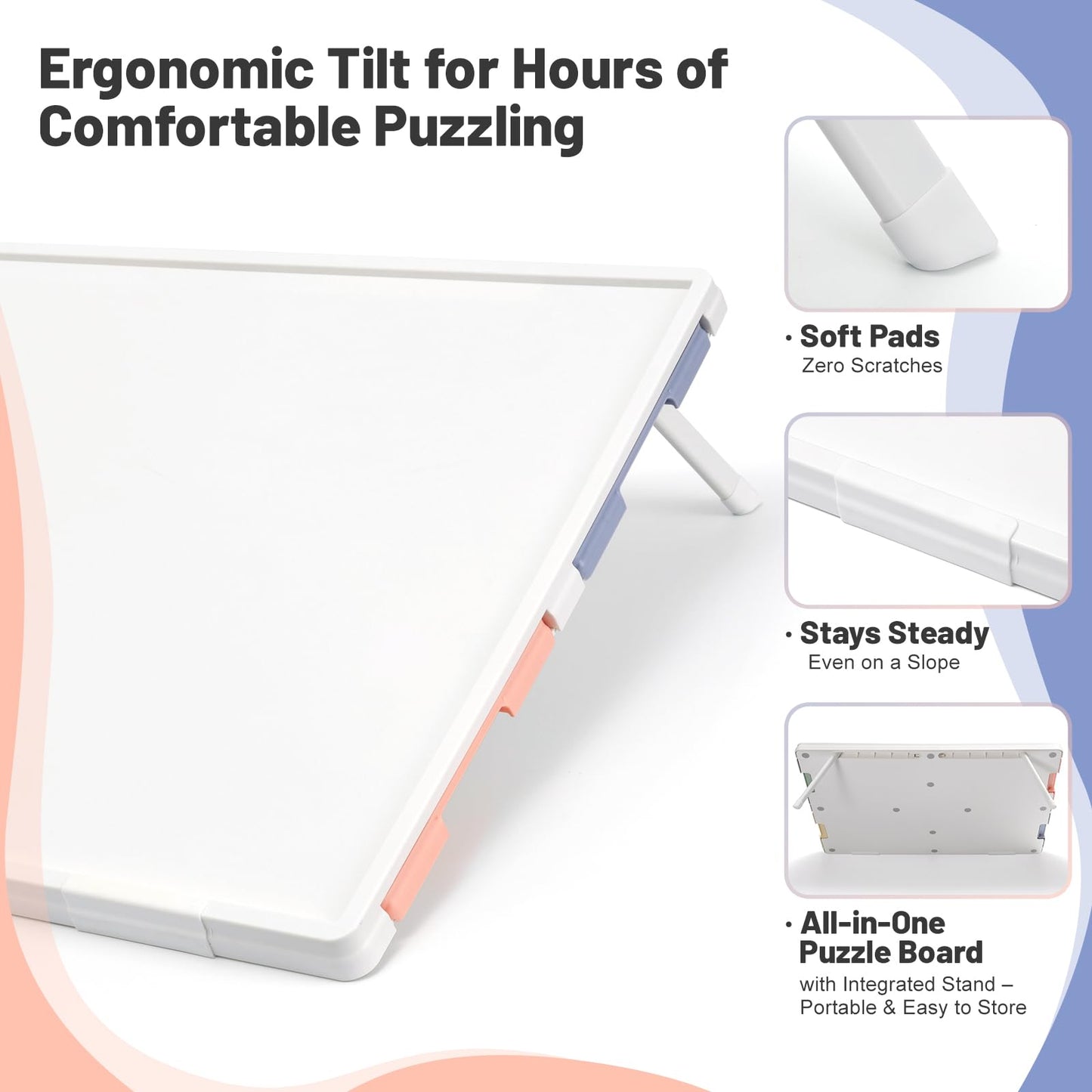 Playboda 1000-Piece Tilting Puzzle Board with 4 Drawers, Adjustable Stand, Protective Mat, Multi-color