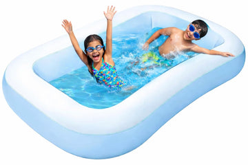 Toy Imagine .  Rectangular Inflatable Pool For Kids Full-Sized Bathing Tub For Boys & Girls 1-7 Years Indoor Outdoor Use Garden,