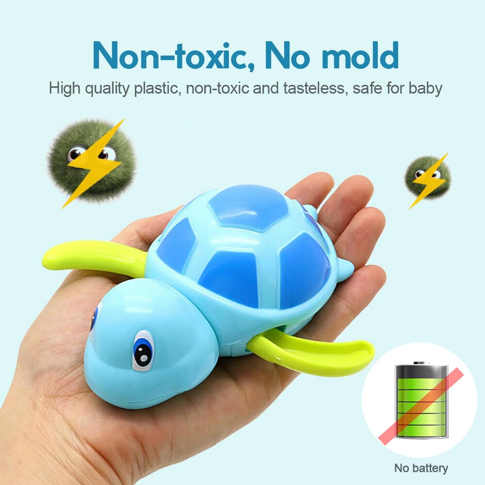 Bath Toys For Toddlers 1 2 3 4 5 Years Old,Pool Toys For Kids,Baby Funny Wind Up Swimming Turtle Bath Toy,Cute Floating Bathtub Water Toys,Gift For Preschool Child Boys Girls (3 Pcs)