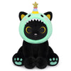 Hagusahuo Dinosaur Plush  8inches Black Cat Plush with Green Dino Plushie Hood Removable  Cute Plushies Shiny Dinosaur Stuffed Animal Doll Toy Birthday Gifts for Kids Boys Girls