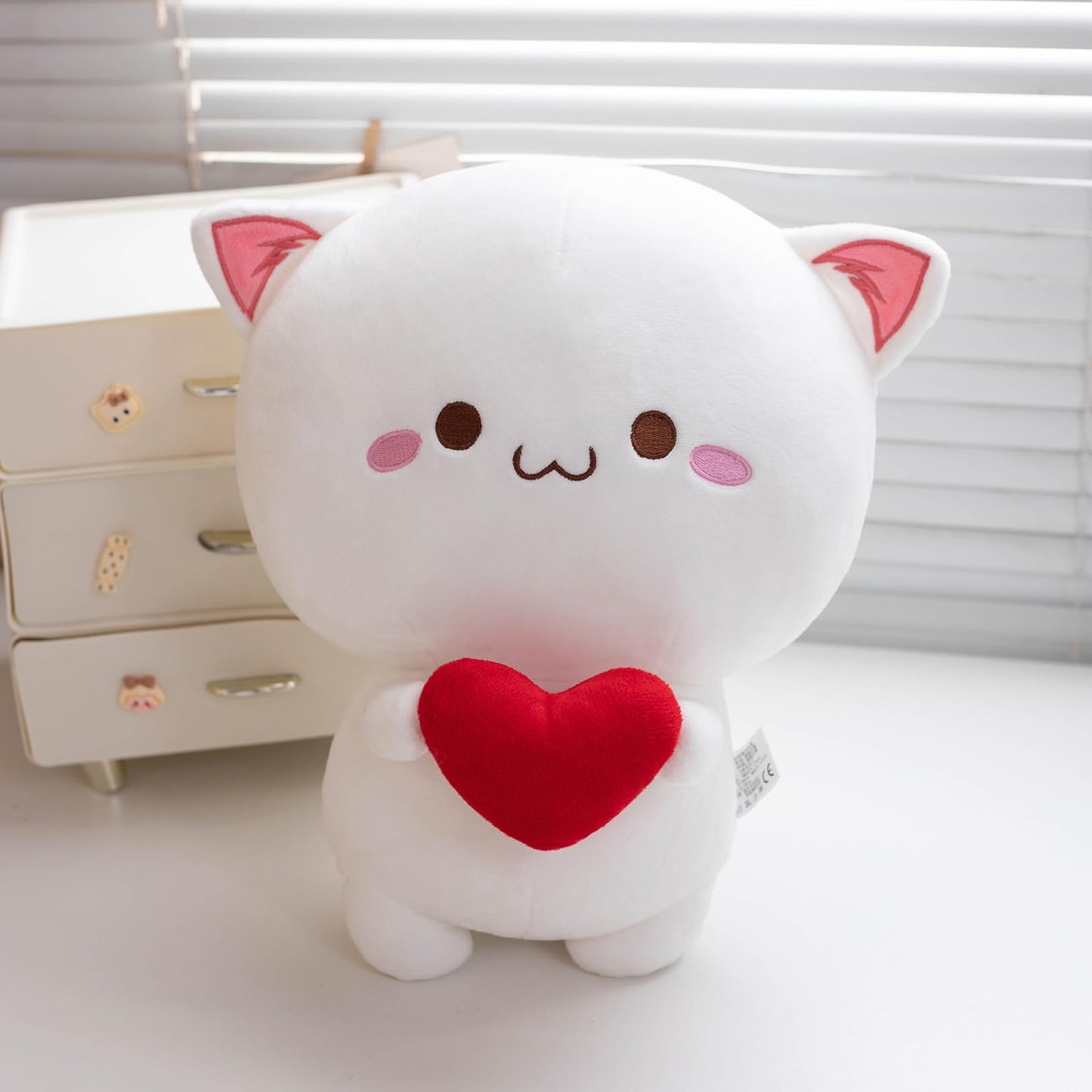Alwoligag Cute Cat Plush Toy, Super Soft White Cat Plush Toy, Plush Cat Stuffed Animals, Valentine'S Day Gift, Sweet Romantic Cute Cat Plush Toy(13.9 Inch)