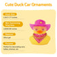 Wonuu Car Rubber Cowboy Ducks, Yellow Duck Decoration Dashboard With Cowboy Hat Necklace Sunglasses, Gold Spots Pink Cowboy