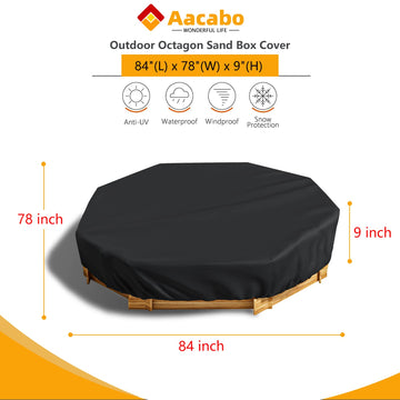 Waterproof Octagon Sandboxes Cover, Upgraded with Wire Rope & Winch Fixed Increase Stability, for 84 X 78 x 9 Kids Outdoor Woode