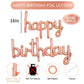Toniful Rose Gold Happy Birthday Balloons Banner, 16 Inch Mylar Foil Script/Cursive Letters Birthday Sign Banner Balloon Reusabl