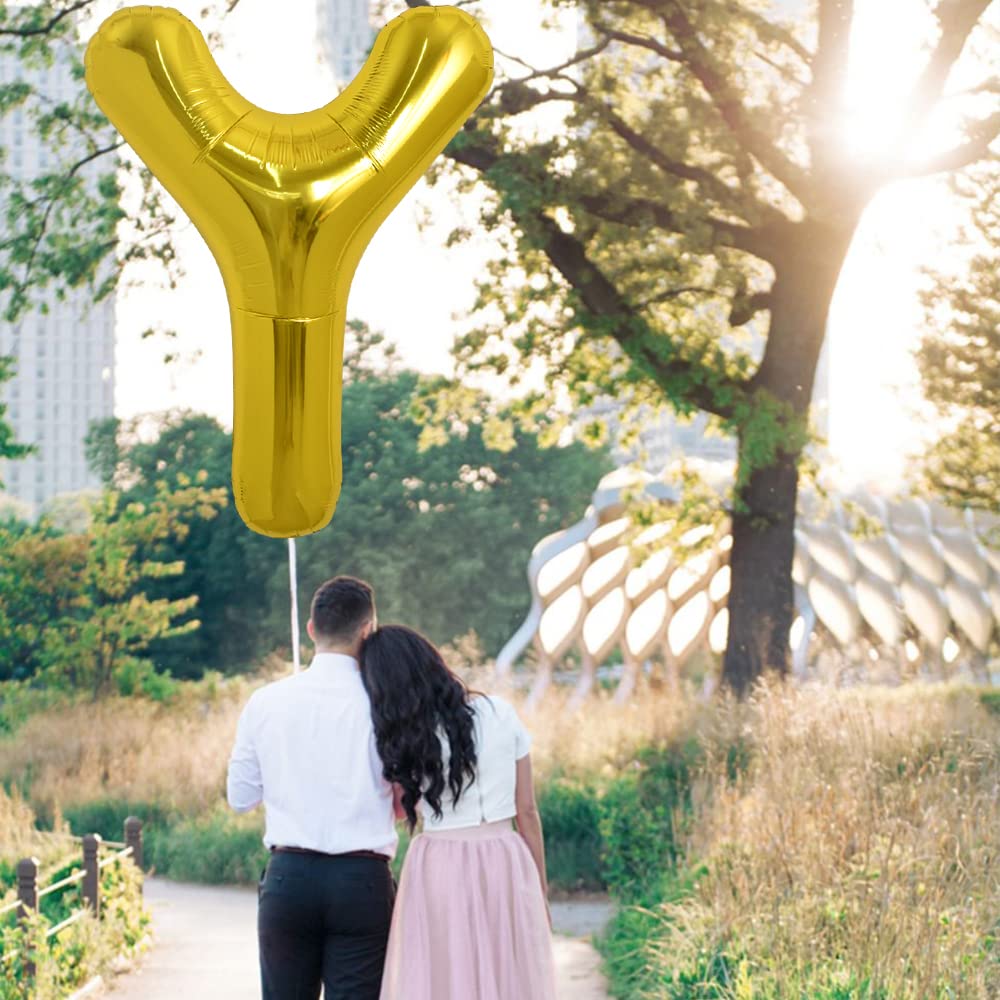 Toniful 40 Inch Large Gold Letter Y Balloons Helium Balloons,Foil Mylar Big Balloons For Birthday Party Anniversary Supplies Dec