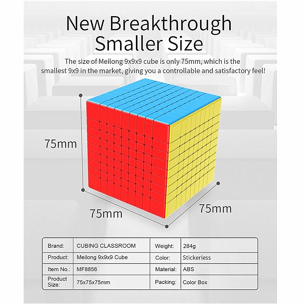 Liangcuber Moyu Meilong 9X9 Magic Cube Stickerless Meilong Speed Cube 9X9 Puzzle Cubes 9X9X9 Mf9