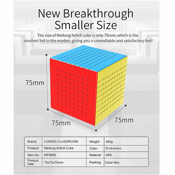 Liangcuber Moyu Meilong 9X9 Magic Cube Stickerless Meilong Speed Cube 9X9 Puzzle Cubes 9X9X9 Mf9