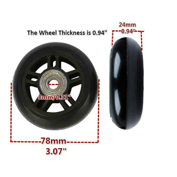 Oro 1 Pair Luggage Wheels Replacement 78 * 24Mm Case Wheels With 8Mm(0.31'') Bearings Wheels For Suitcase And Inline Outdoor Ska