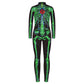 Remimi Skeleton Costumes For Girl Zip Back Long Sleeve Halloween Skull Bodysuit Jumpsuit Green L