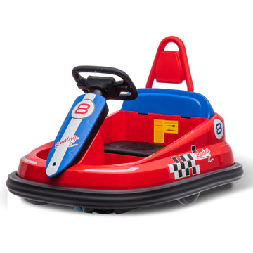 Hetoy Bumper Car For Toddlers, 6V Electric Ride On Toys For Kids, 1.9 Mph Max Speed, Steering Wheel, 360 Degree Spin, 2-Speeds, Lights, Music & Horn, Birthday Gift For Boys Girls 2-6 Years, Bright-Red