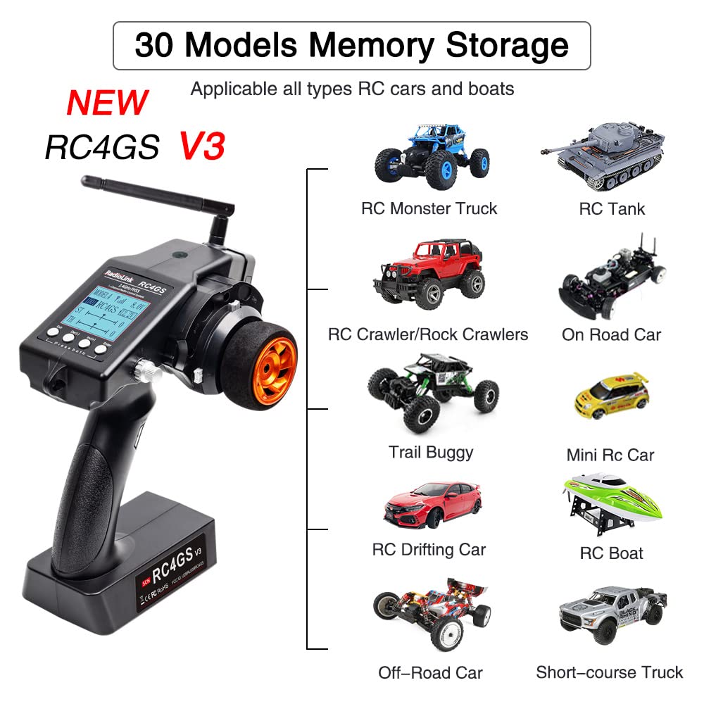 ATA HOBBY Radiolink RC4GS V3(V2 Upgrade) 5 Channel RC Radio Transmitter and 2Pcs R6FG Receiver with Gyro 2.4ghz 400M Remote Cont