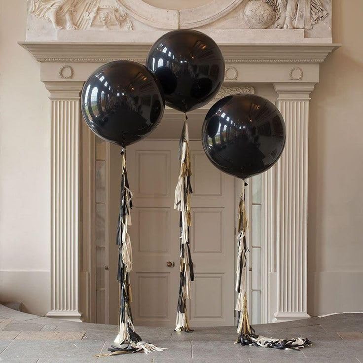 Bezente 36 Inch Black Giant Balloons - 8 Pack Jumbo Latex Balloons for Photo Shoots, Birthdays, and Parties