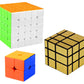 Jo Baby Cube Combo Set of 2X2, 5X5, Gold Mirror High Speed Stickerless Magic Cube Puzzle (CUBE-25G)