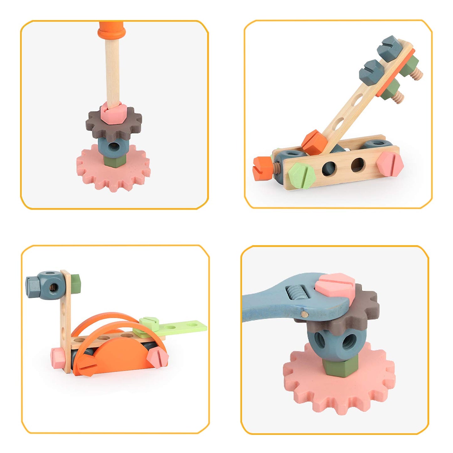 Wooden Tool Toy Toolbox Toddler Educational Construction Kids Toys Play Accessories Set Creative Gift for 3 Year Olds and Up Boy