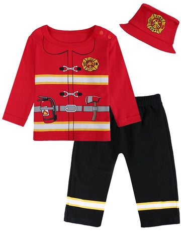Cosland Fireman Costume For Toddler Boys Halloween Outfit, Red, 2T