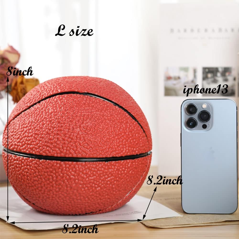 H&W Basketball Piggy Bank For Boys, Shatterproof Basketball Sports Themed Coin Bank, Large Size, Gift For Kids(L Size)