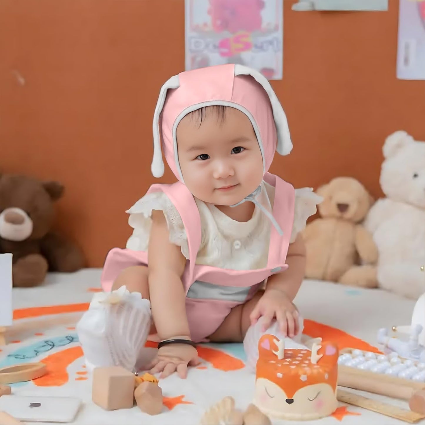 Agqt Infant Baby Girls Bunny Outfit Set 1St Easter Romper Halloween Costume Overalls With Rabbit Ear Hat Pink Size 6-12 Months(7